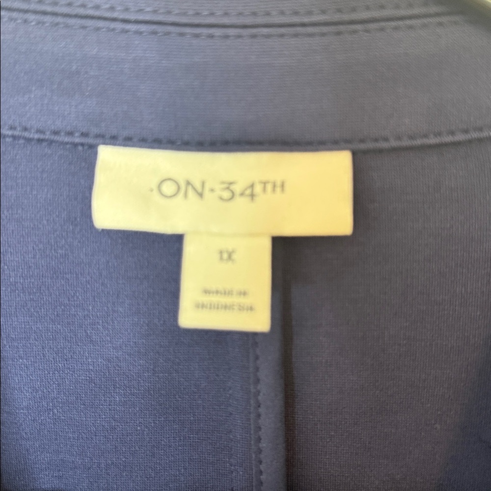On 34th Faux Double Breasted Ponte Knit Blazer Navy Blue 1X - Picture 7 of 12